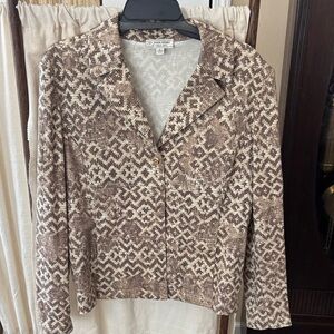 St. John Sport by Marie Gray Brown and Cream Patterned Blazer